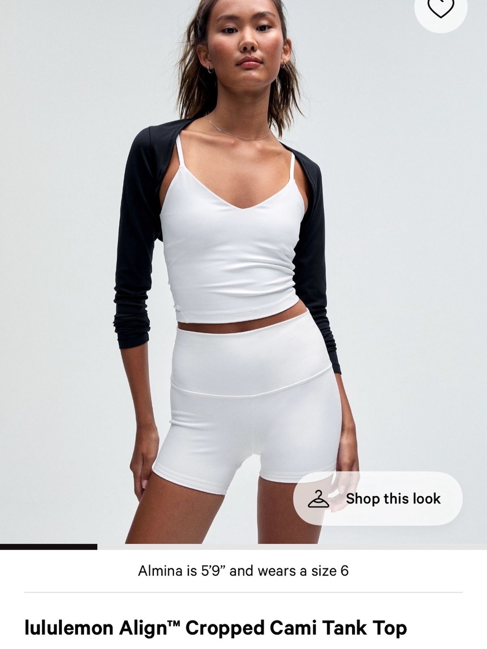 lululemon athletica White Cropped Cami Tank Top